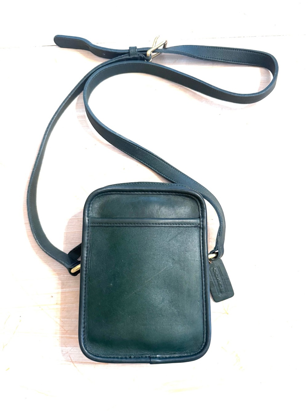 Vintage Bottle Green Coach Kit Crossbody Bag (Style 9973) - Picture 3 of 6